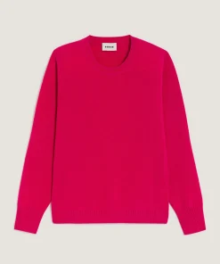 Rodier Pull col rond en cachemire rose geranium