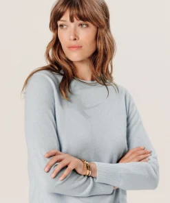 Discount Rodier Pull col rond en cachemire bleu ciel