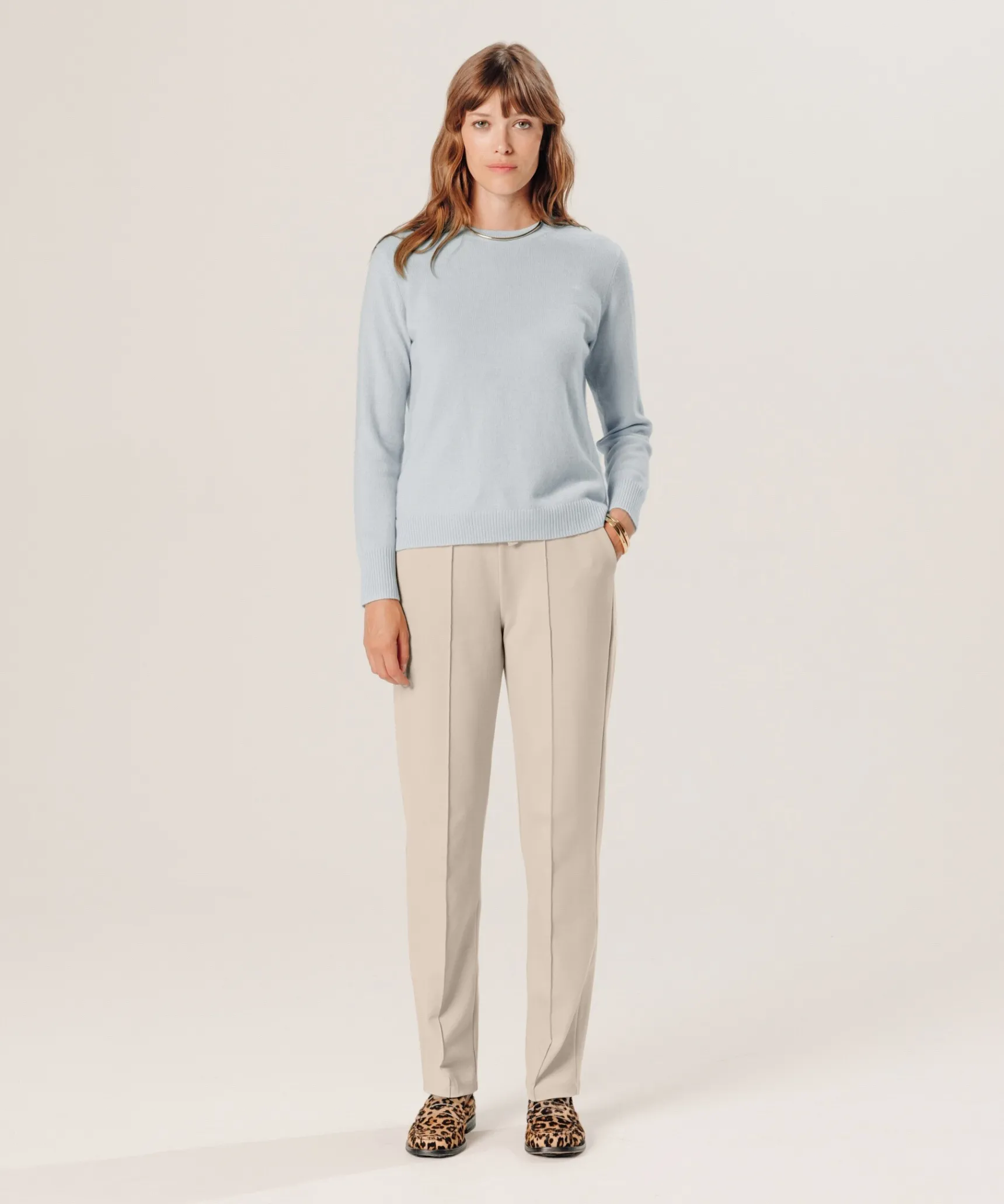 Discount Rodier Pull col rond en cachemire bleu ciel