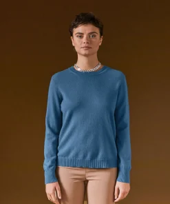 Discount Rodier Pull col rond en cachemire bleu azur