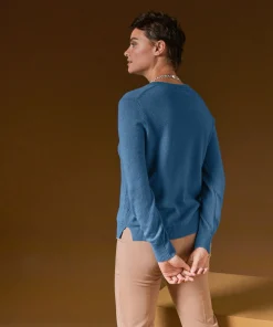 Discount Rodier Pull col rond en cachemire bleu azur