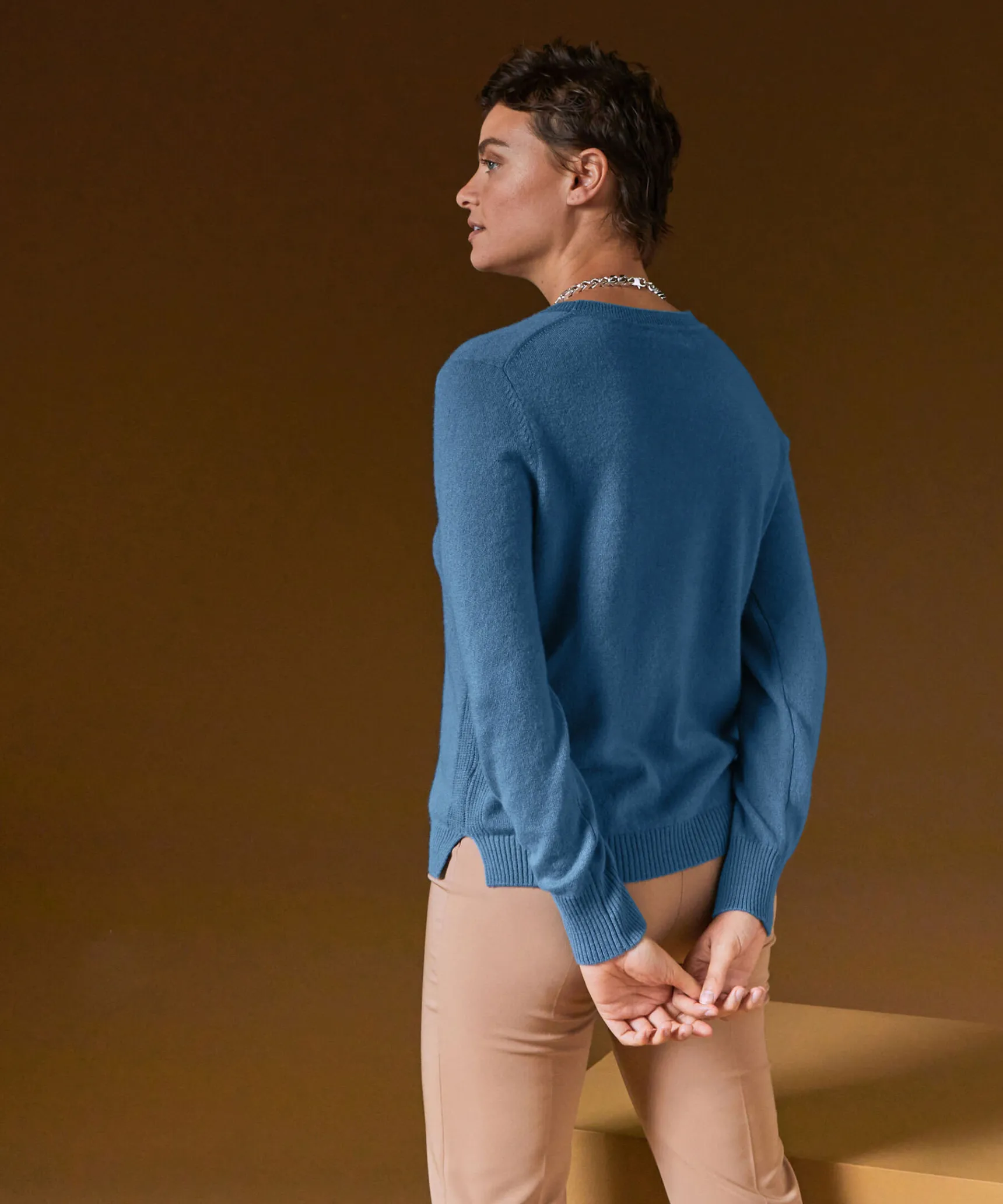 Discount Rodier Pull col rond en cachemire bleu azur