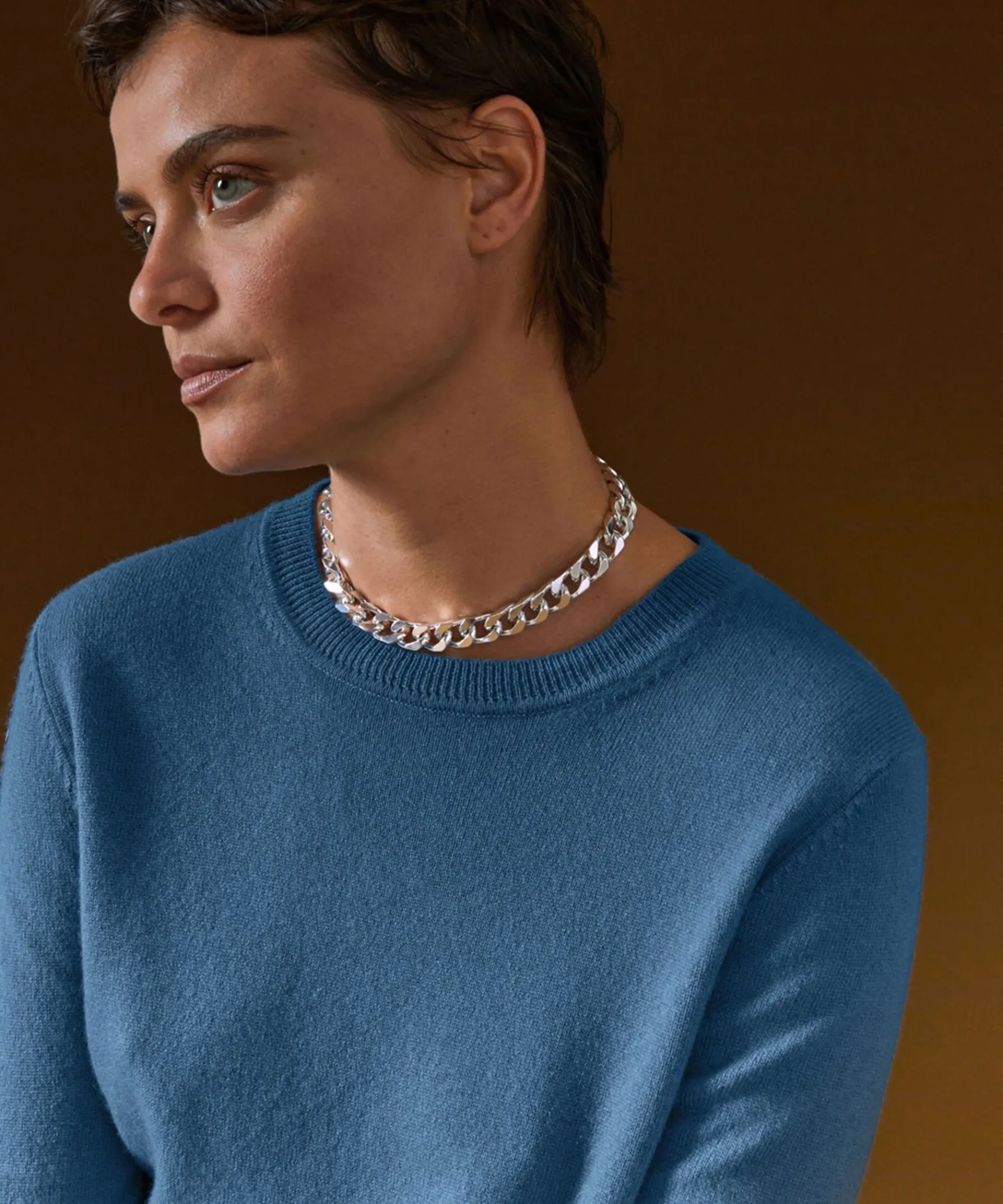 Discount Rodier Pull col rond en cachemire bleu azur