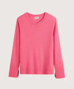 Online Rodier Pull col rond en cachemire orange corail