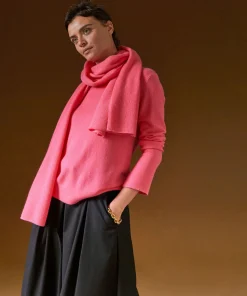 Online Rodier Pull col rond en cachemire orange corail