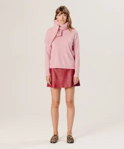 Clearance Rodier Pull col rond en cachemire rose poudre