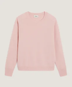 Clearance Rodier Pull col rond en cachemire rose poudre