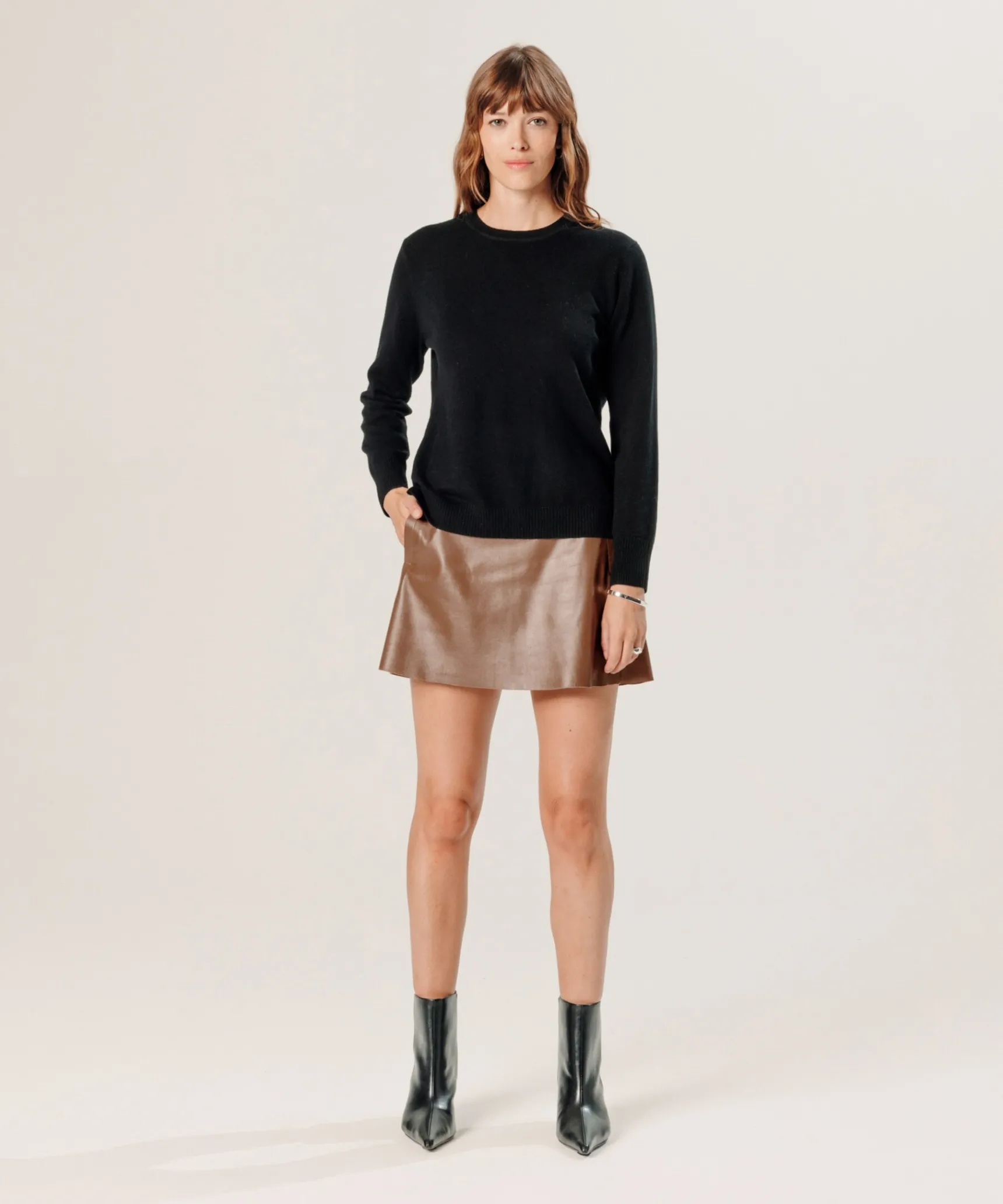 New Rodier Pull col rond en cachemire noir