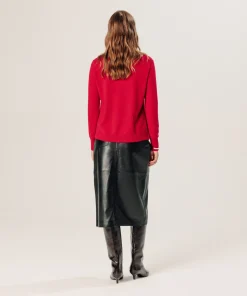 Clearance Rodier Pull col rond en cachemire rouge
