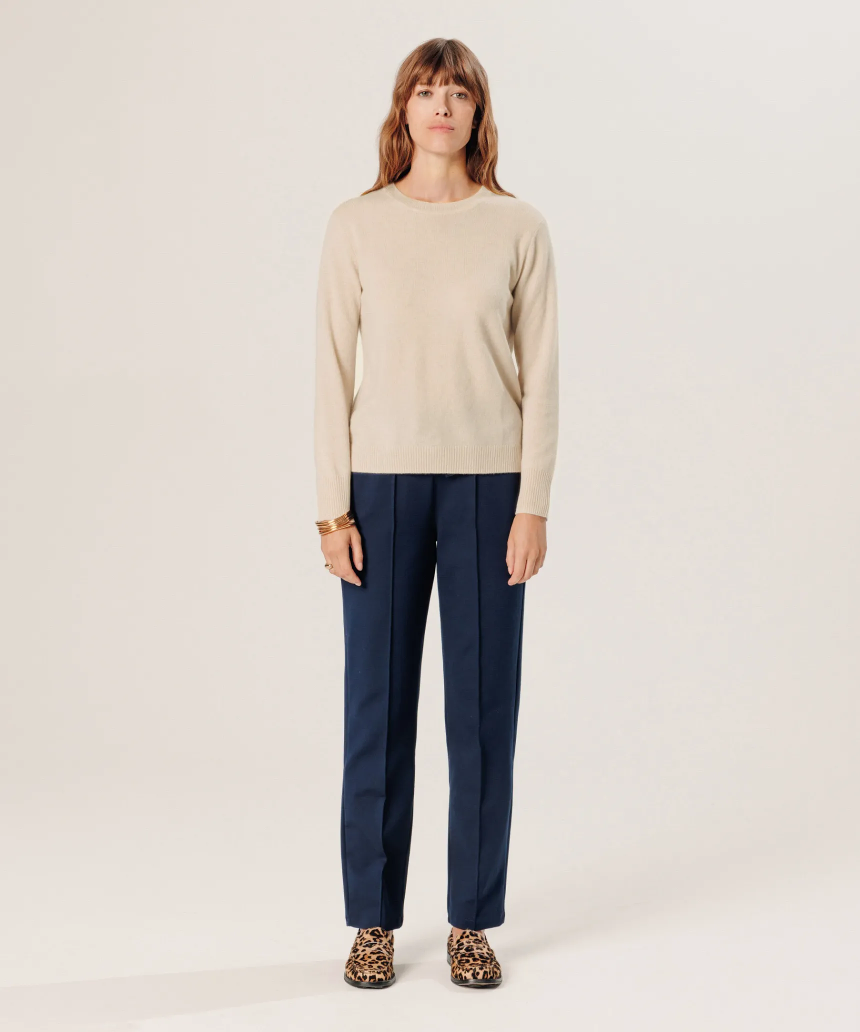 Online Rodier Pull col rond en cachemire beige