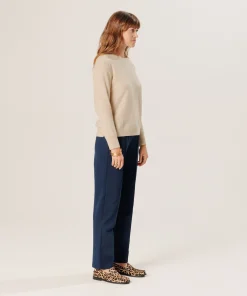 Online Rodier Pull col rond en cachemire beige