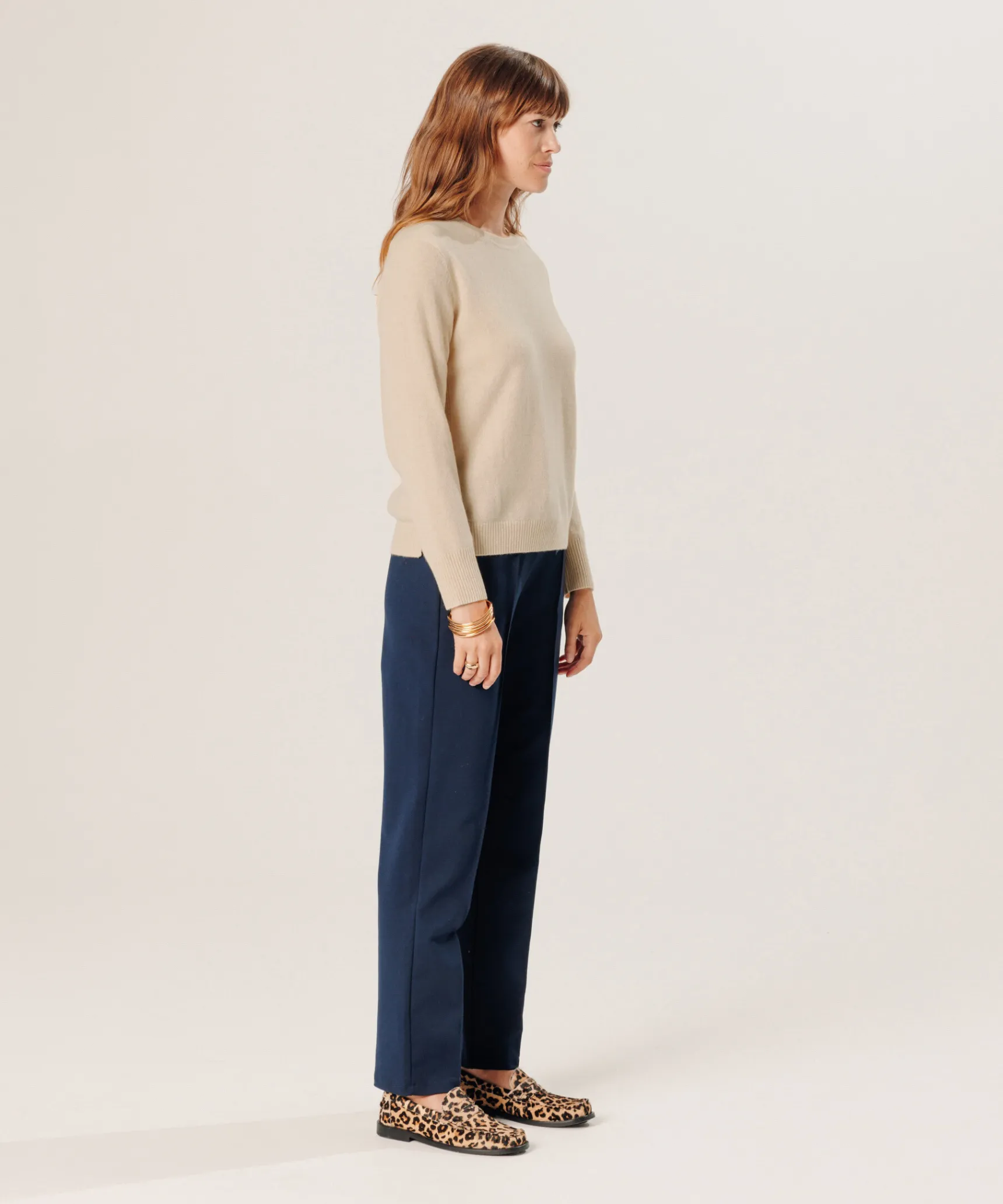 Online Rodier Pull col rond en cachemire beige