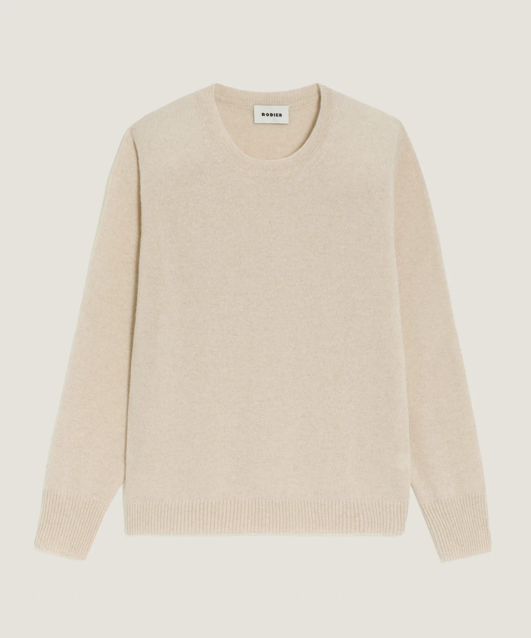 Online Rodier Pull col rond en cachemire beige