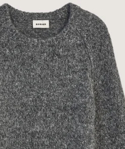 New Rodier Pull col rond en grosse maille chiné gris chiné