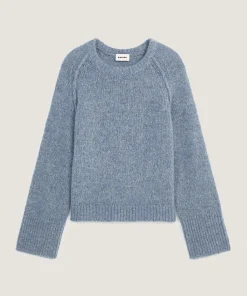 Outlet Rodier Pull col rond en grosse maille chiné bleu