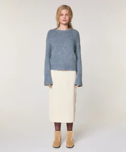Outlet Rodier Pull col rond en grosse maille chiné bleu