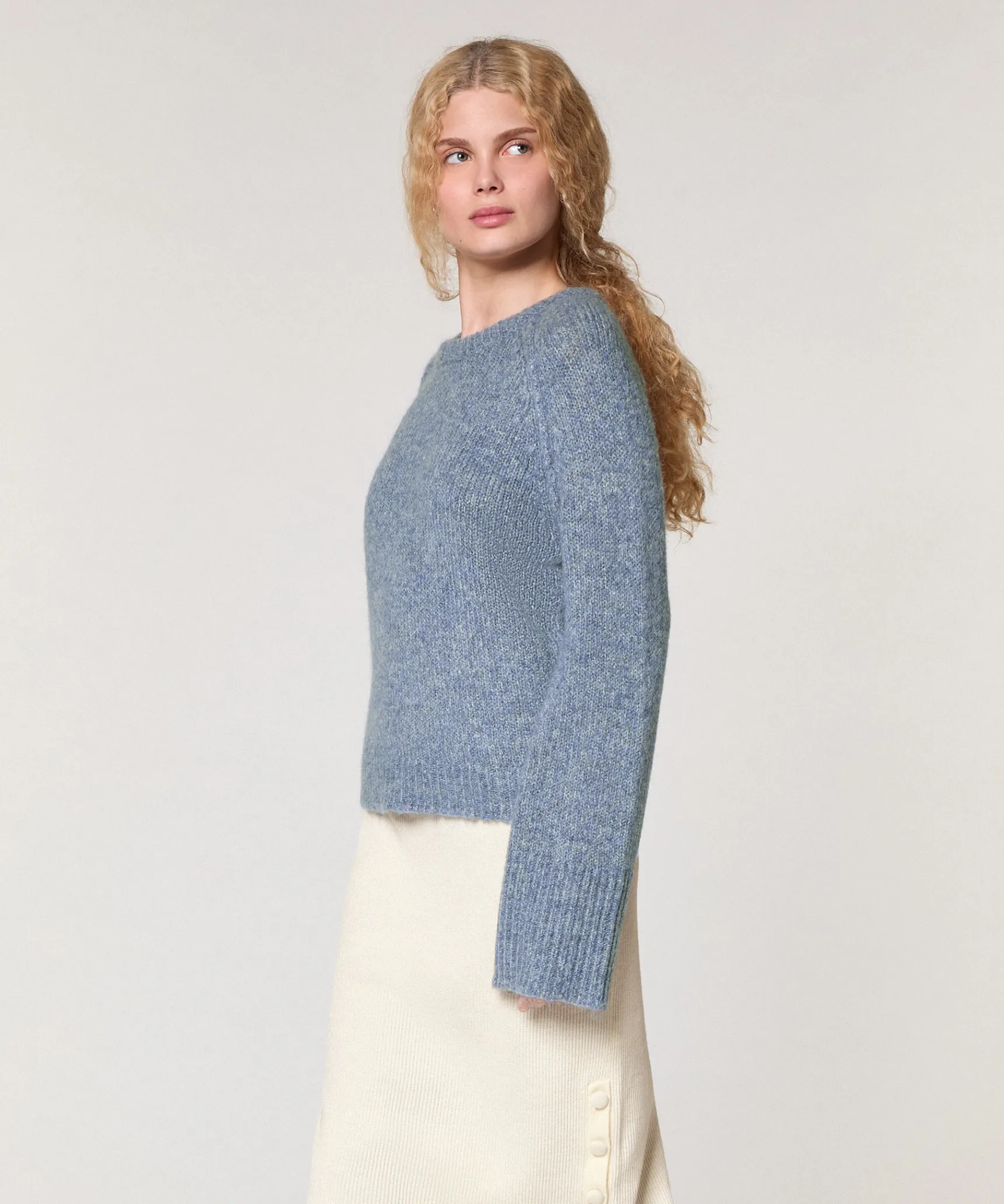 Outlet Rodier Pull col rond en grosse maille chiné bleu