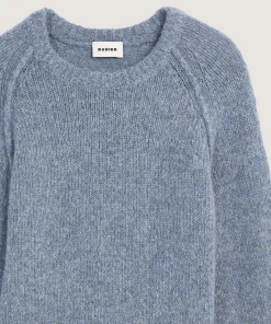 Outlet Rodier Pull col rond en grosse maille chiné bleu