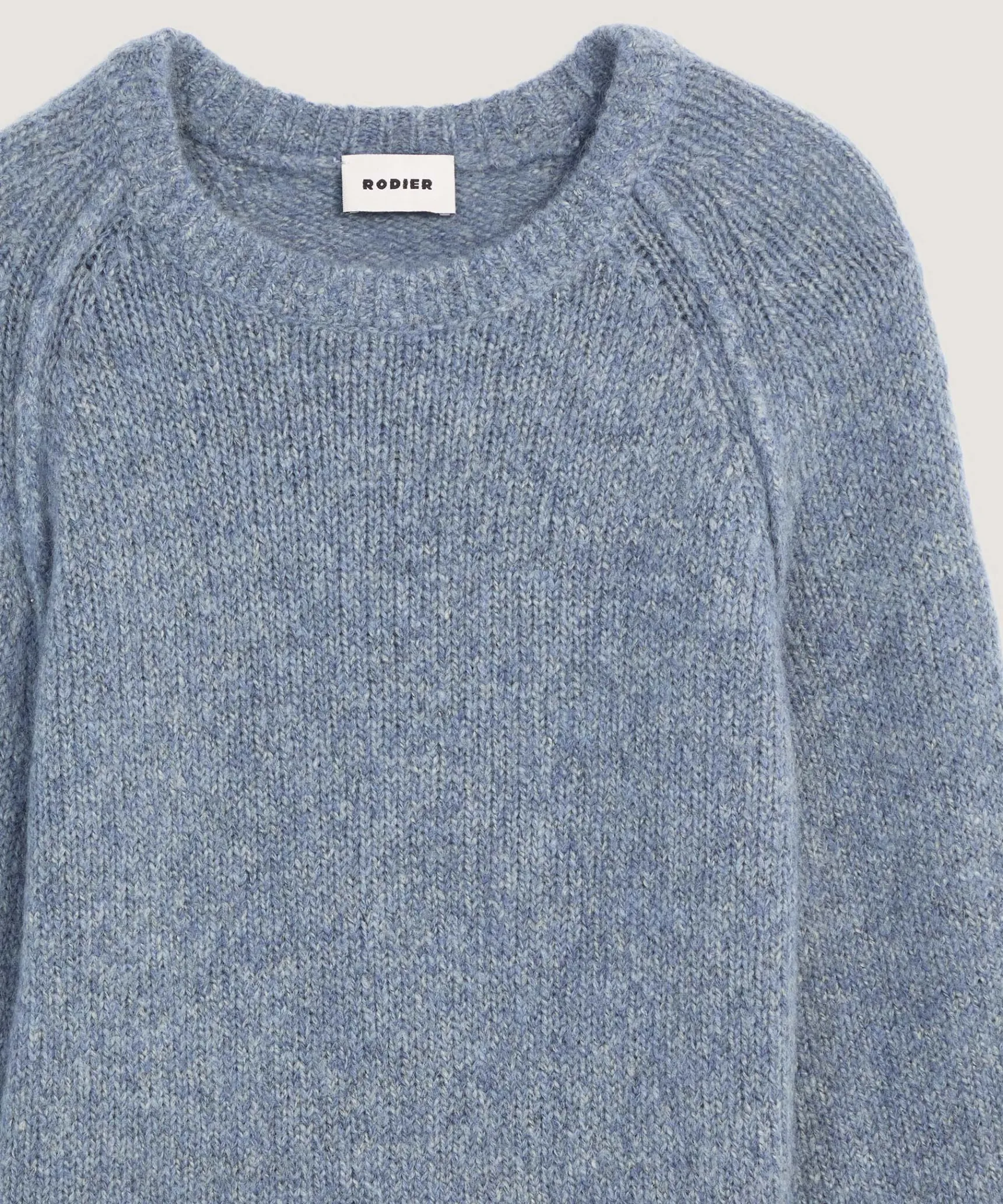 Outlet Rodier Pull col rond en grosse maille chiné bleu