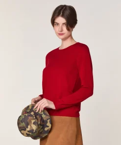 Rodier Pull col rond en laine mérinos rouge