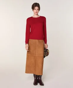 Rodier Pull col rond en laine mérinos rouge