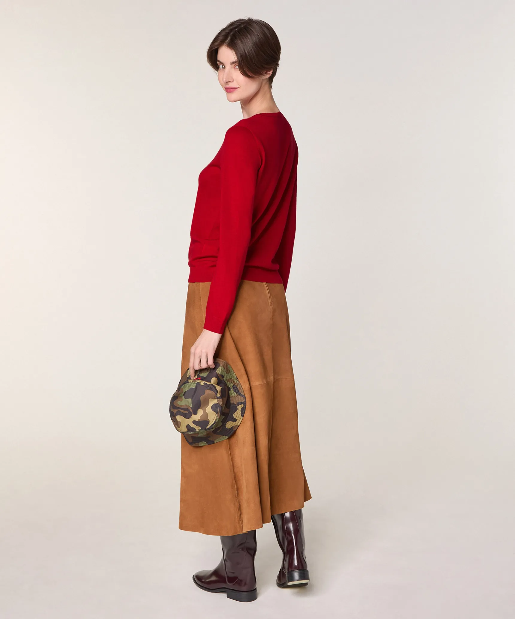 Rodier Pull col rond en laine mérinos rouge