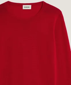 Rodier Pull col rond en laine mérinos rouge