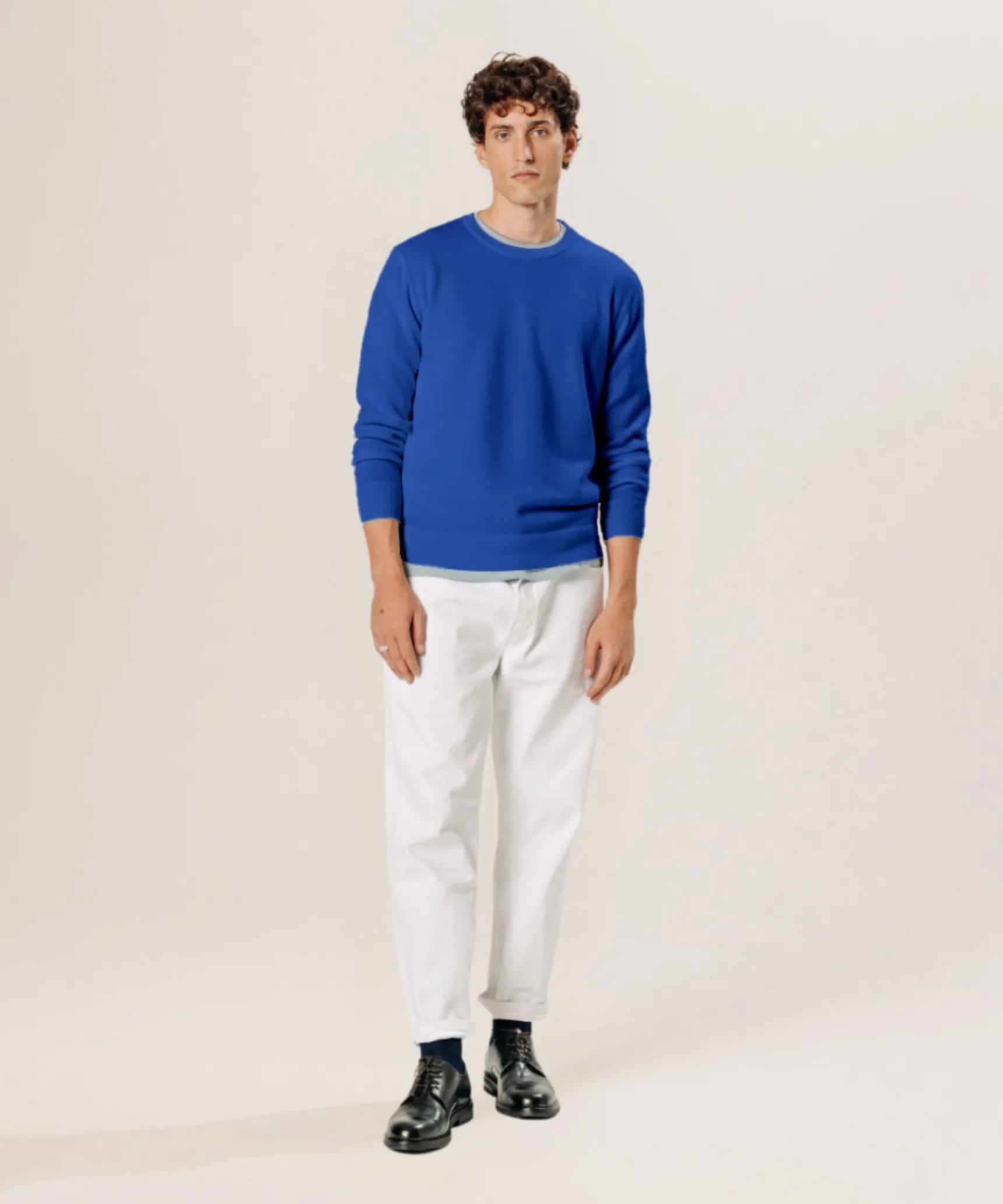 Rodier Pull col rond en laine mérinos bleu azur