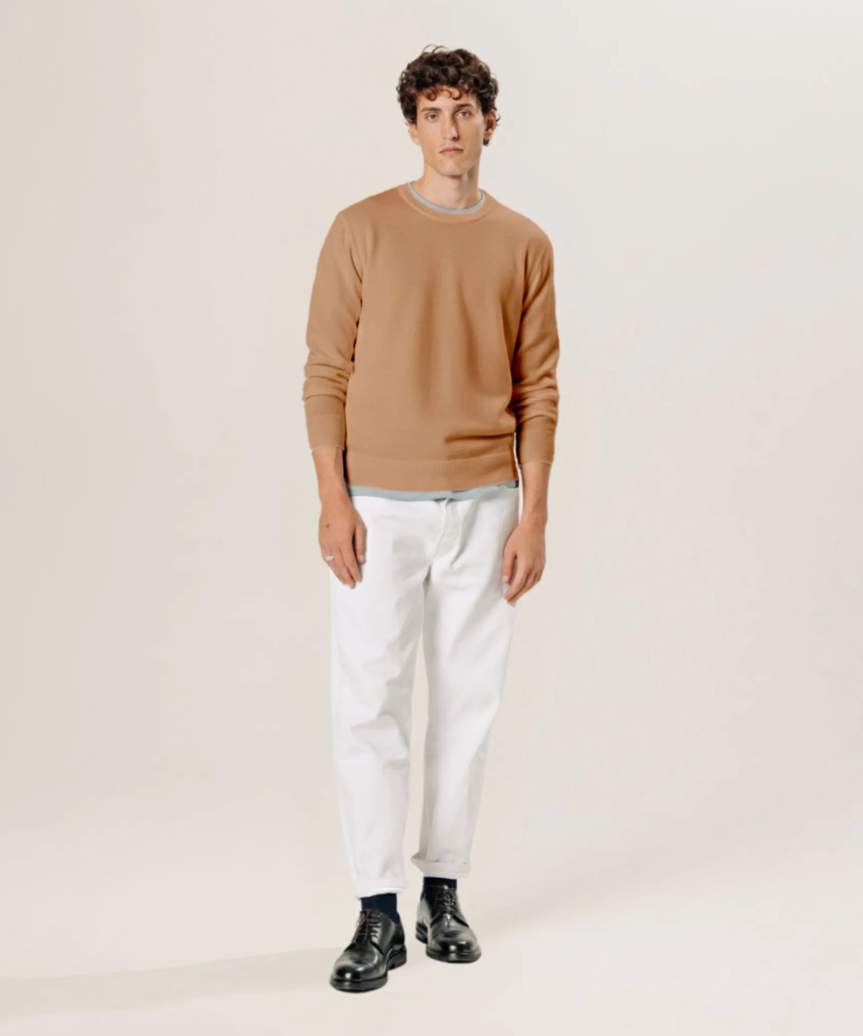 Sale Rodier Pull col rond en laine mérinos marron camel