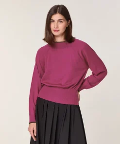 Rodier Pull col rond en laine mérinos rose fuchsia