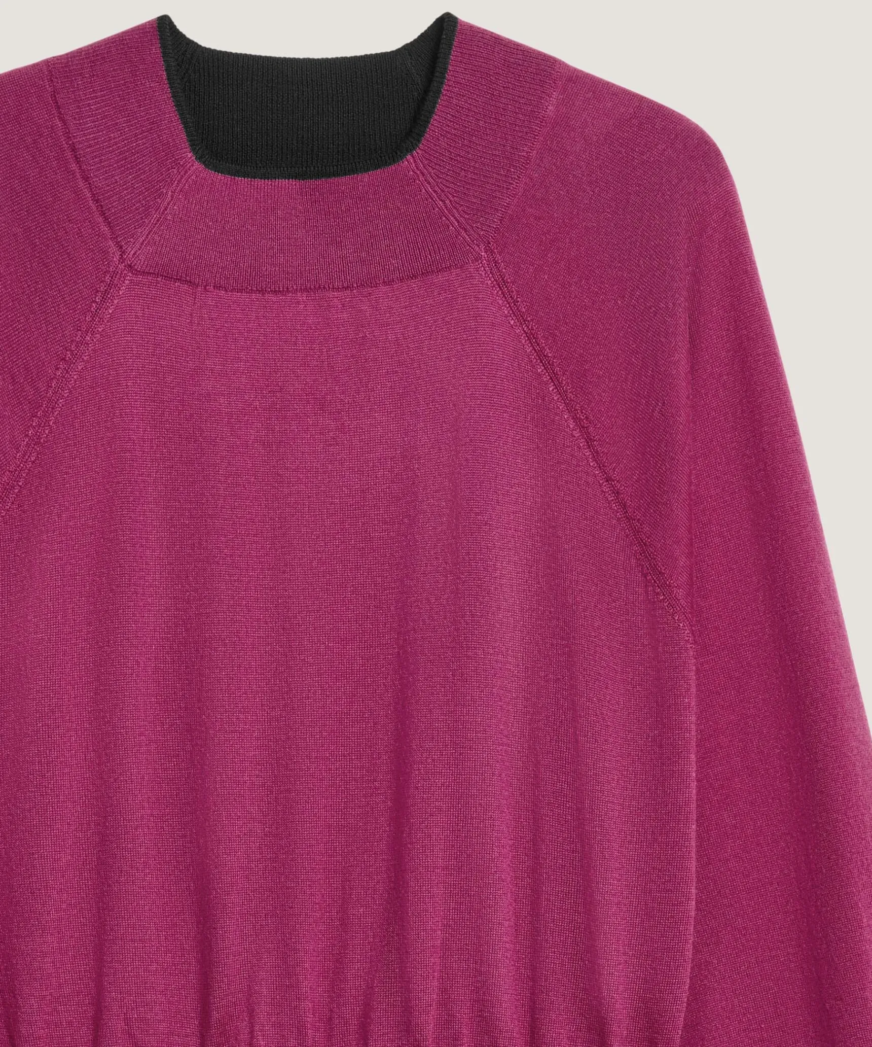 Rodier Pull col rond en laine mérinos rose fuchsia