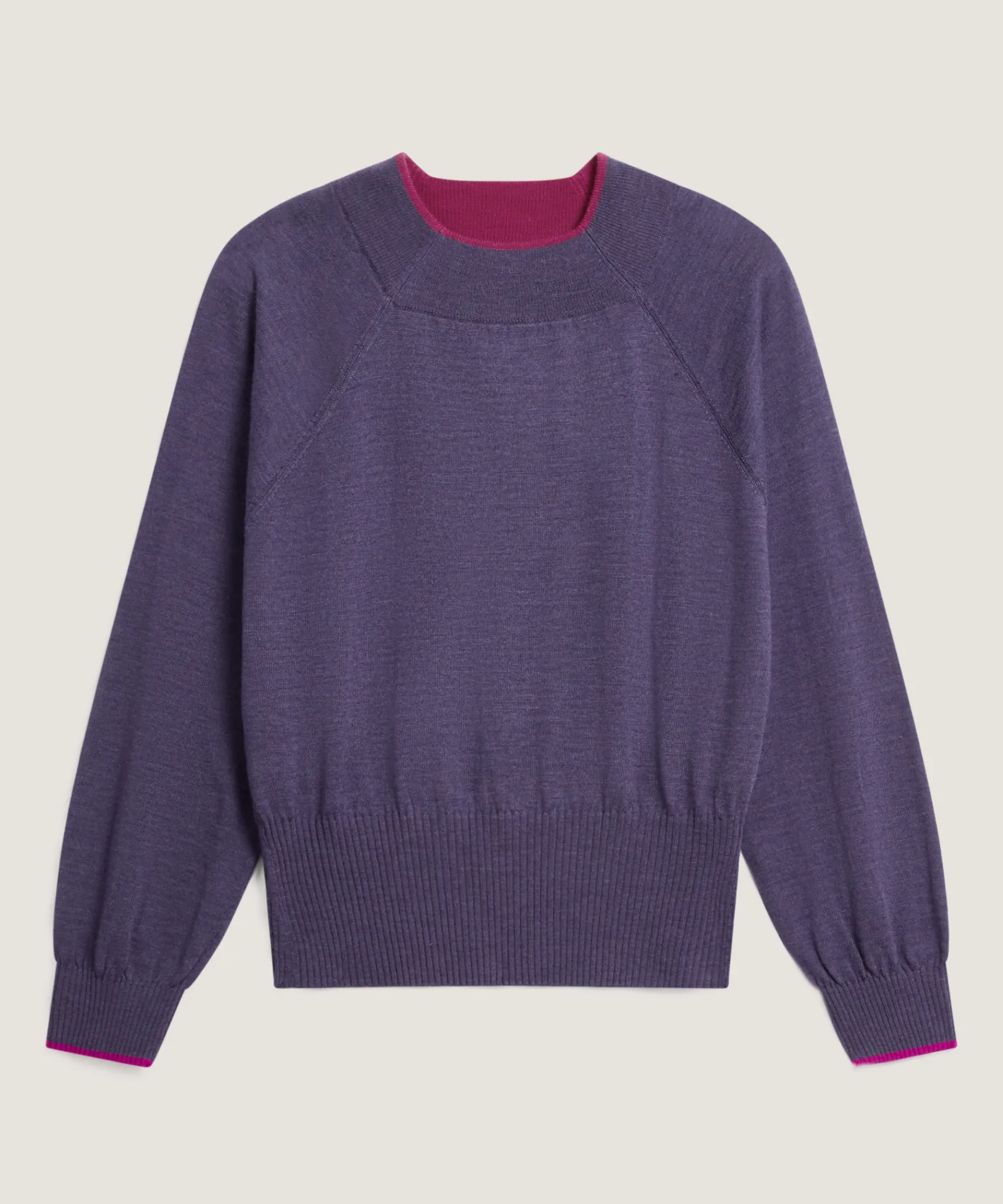 Sale Rodier Pull col rond en laine mérinos violet