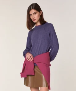 Sale Rodier Pull col rond en laine mérinos violet