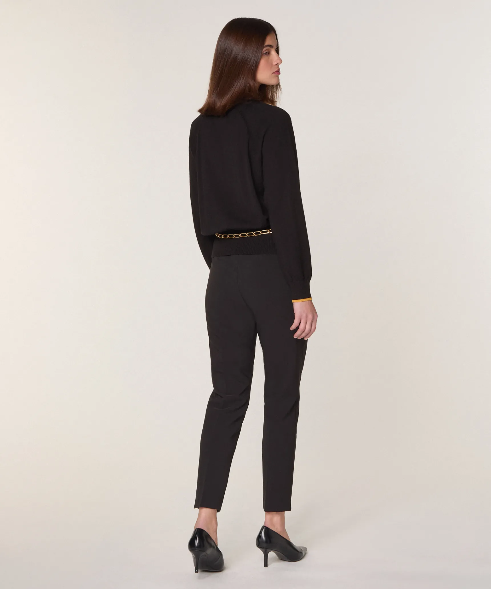 Hot Rodier Pull col rond en laine mérinos noir