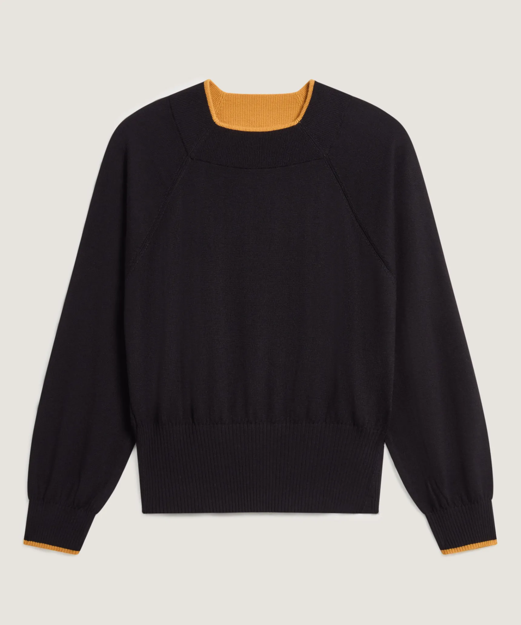 Hot Rodier Pull col rond en laine mérinos noir