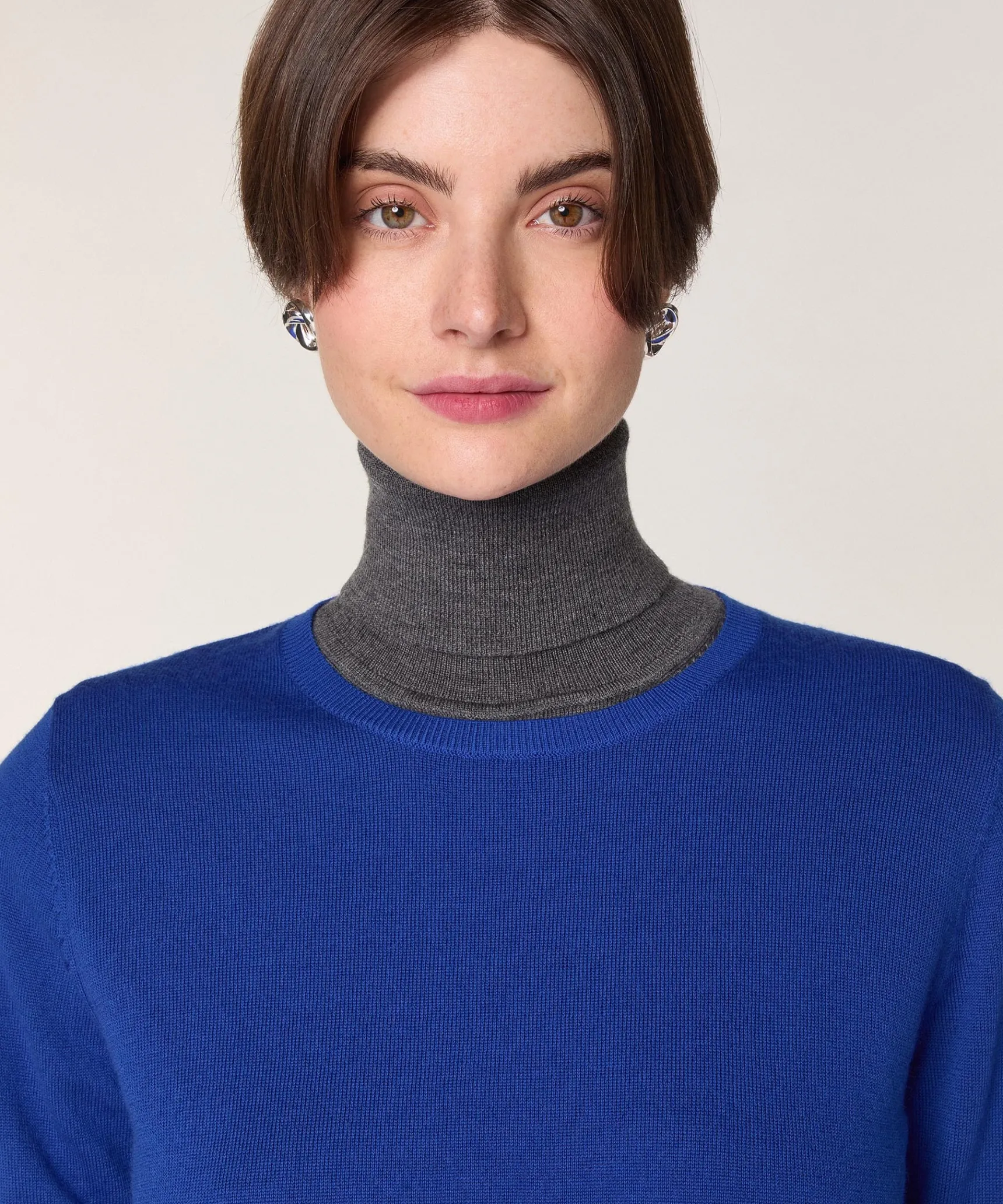 Online Rodier Pull col rond en laine mérinos bleu azur