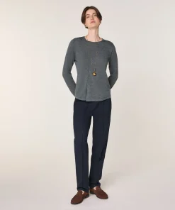 Online Rodier Pull col rond en laine mérinos gris plomb