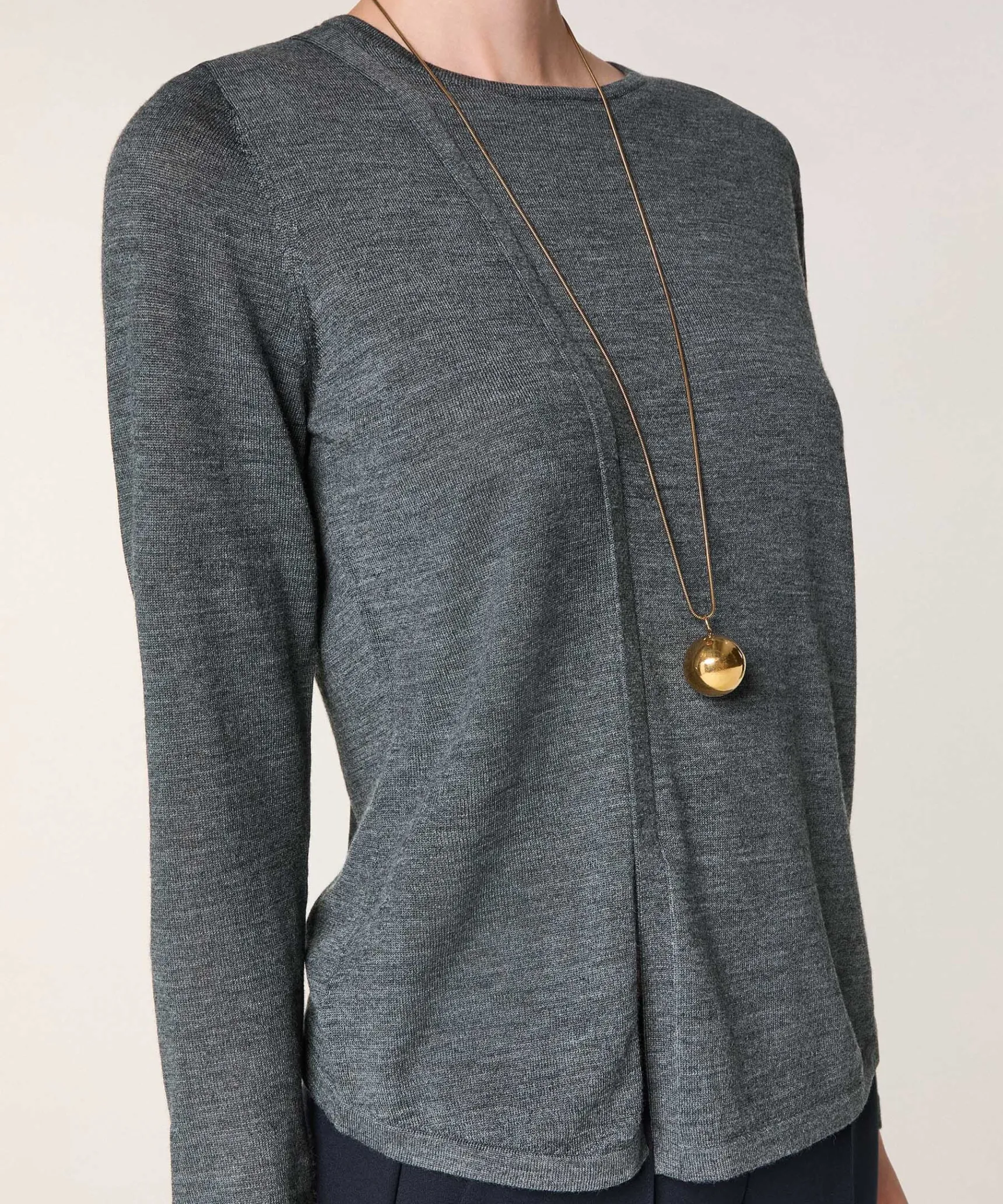 Online Rodier Pull col rond en laine mérinos gris plomb