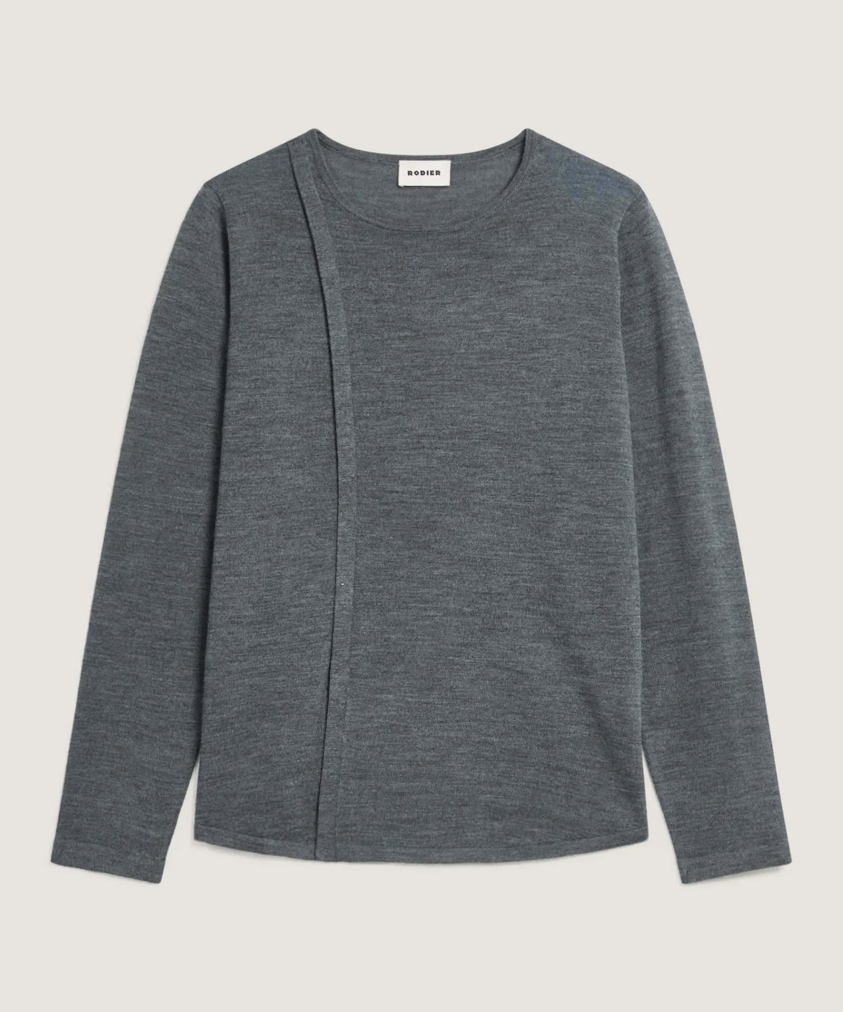 Online Rodier Pull col rond en laine mérinos gris plomb