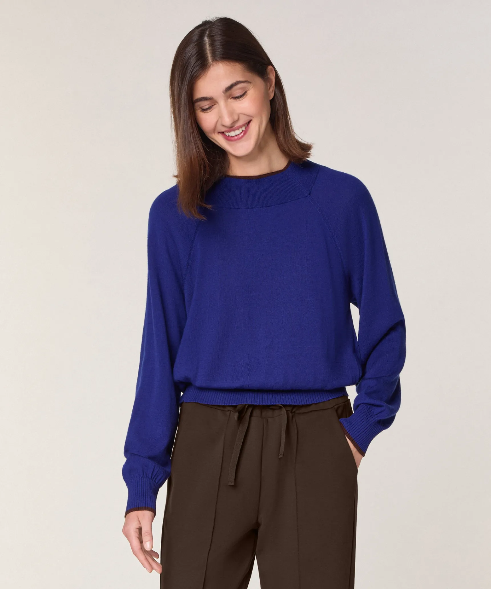 Sale Rodier Pull col rond en laine mérinos bleu océan