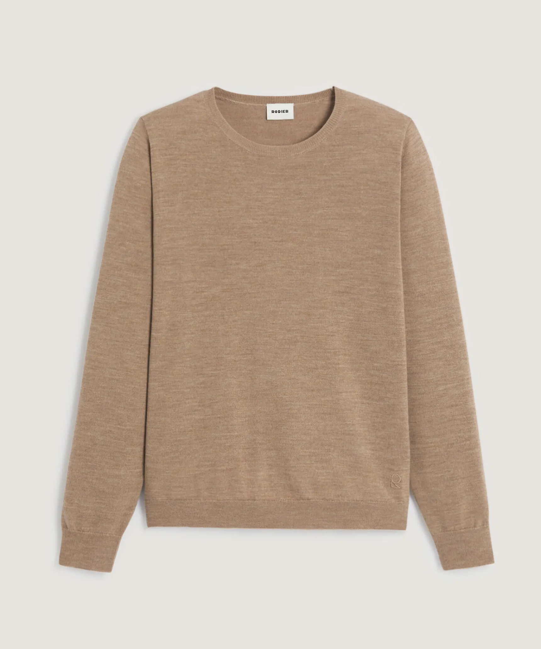 Online Rodier Pull col rond en laine mérinos beige