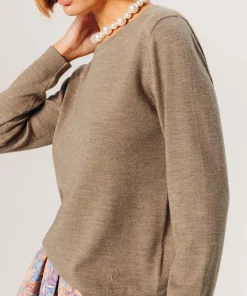 Online Rodier Pull col rond en laine mérinos beige