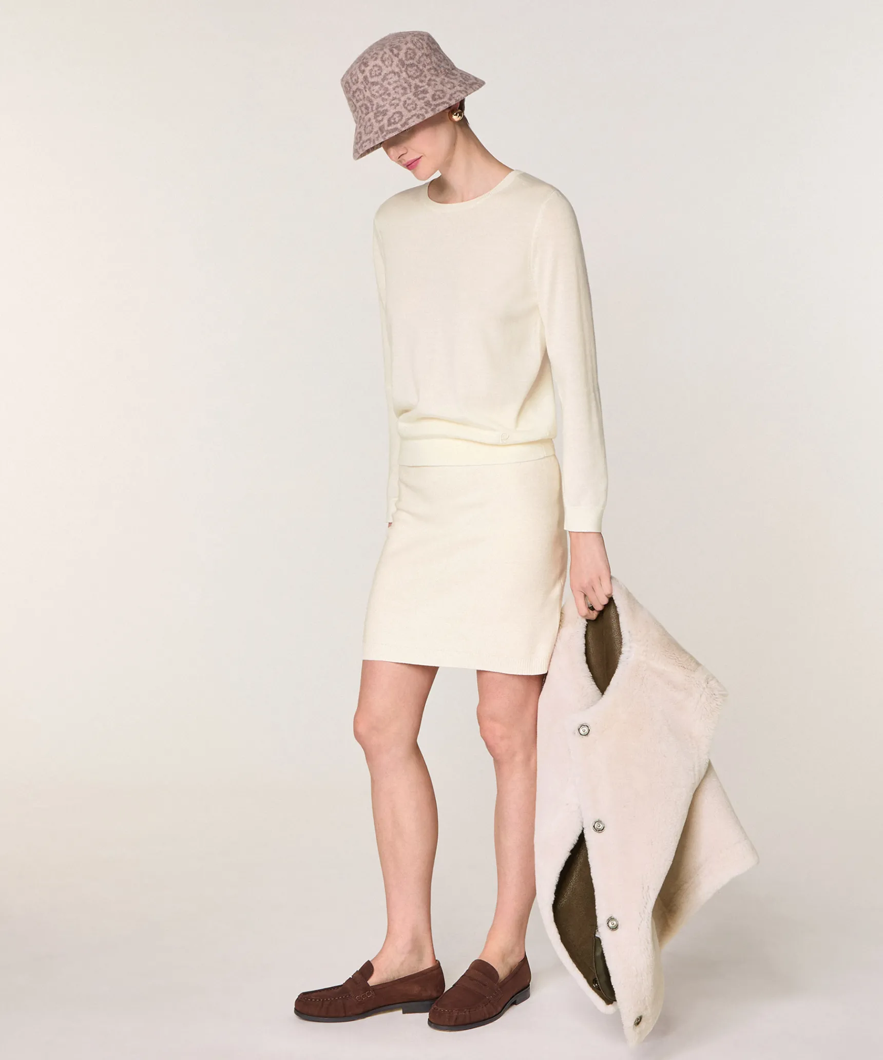 Online Rodier Pull col rond en laine mérinos blanc écru