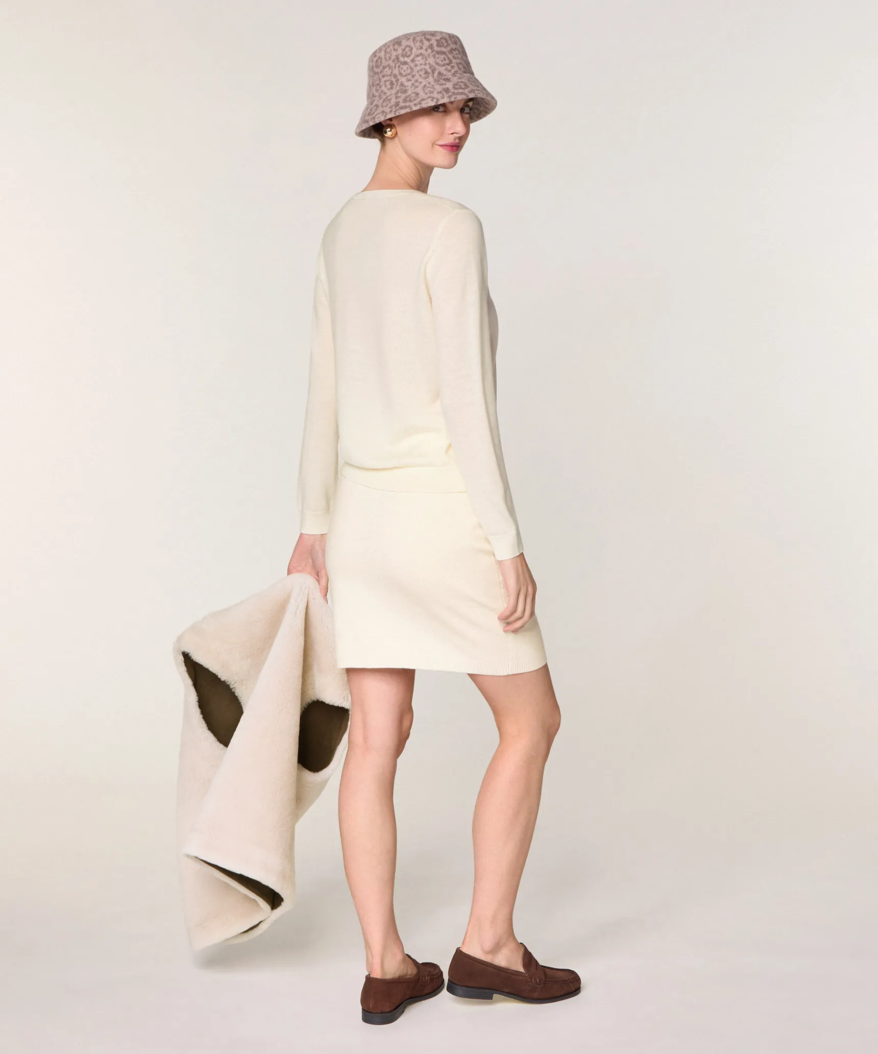 Online Rodier Pull col rond en laine mérinos blanc écru