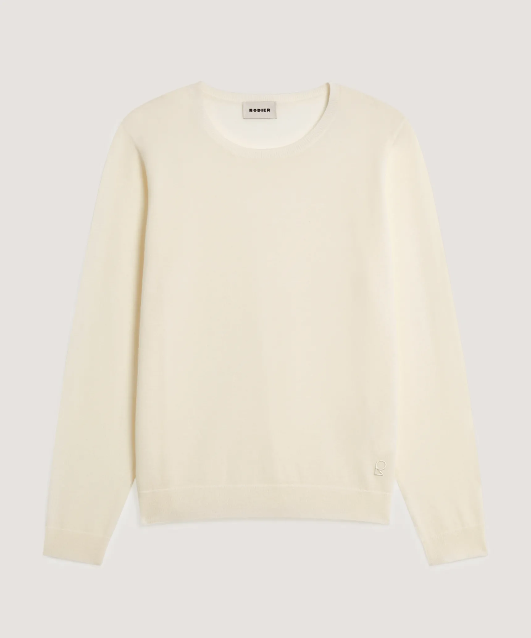 Online Rodier Pull col rond en laine mérinos blanc écru