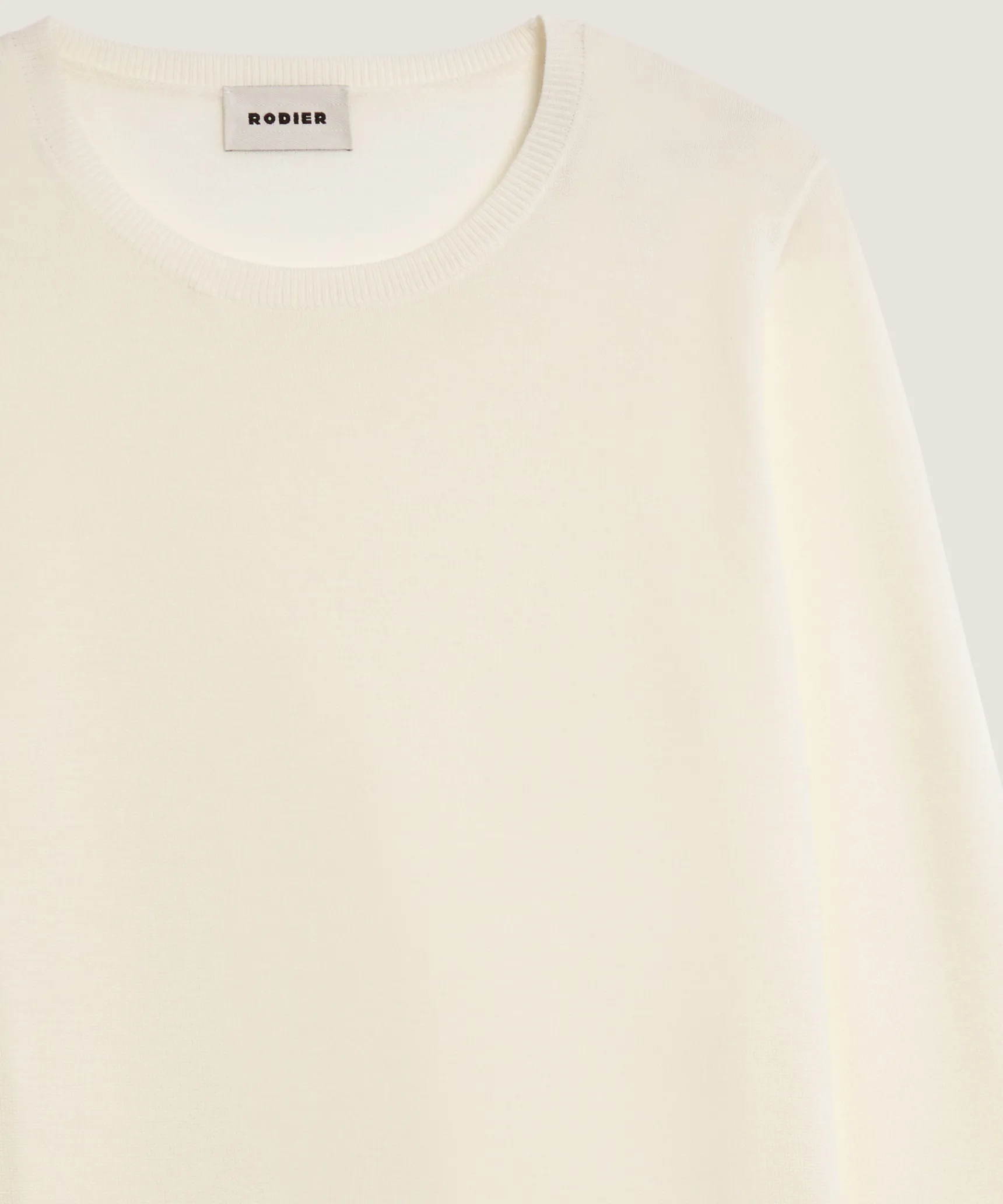 Online Rodier Pull col rond en laine mérinos blanc écru
