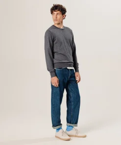 Hot Rodier Pull col rond en laine mérinos gris foncé