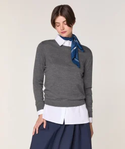Online Rodier Pull col rond en laine mérinos gris foncé