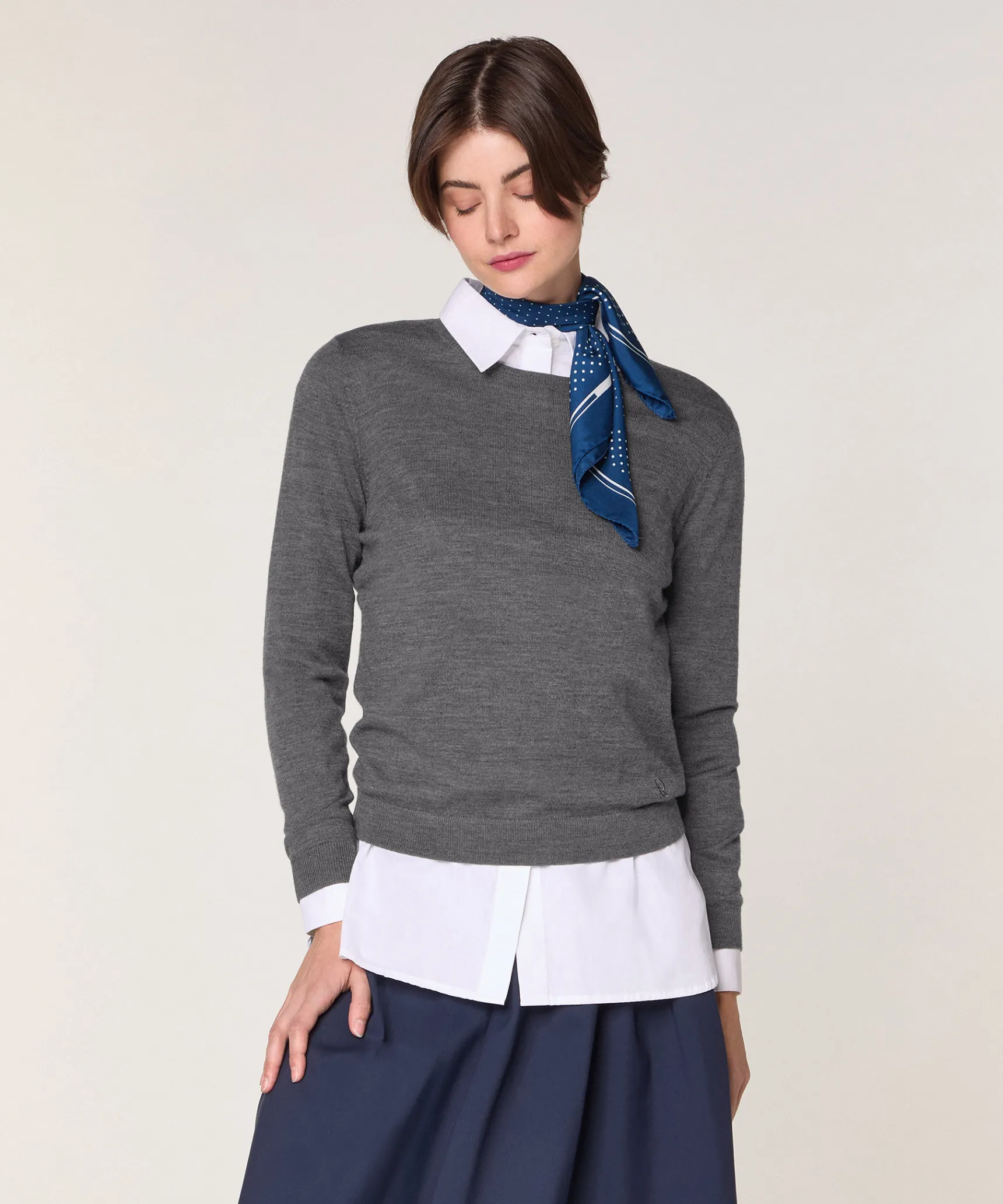 Online Rodier Pull col rond en laine mérinos gris foncé