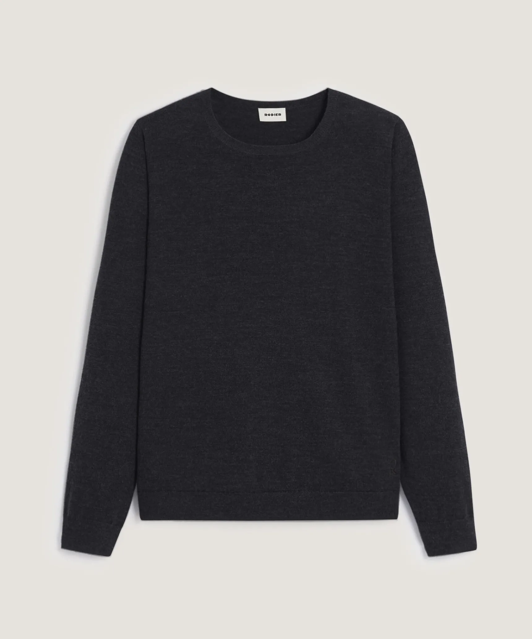 Clearance Rodier Pull col rond en laine mérinos gris anthracite